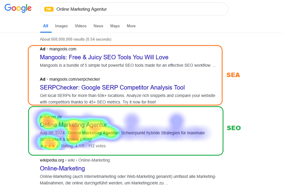 Suchmaschinenoptimierung SEO vs. SEA